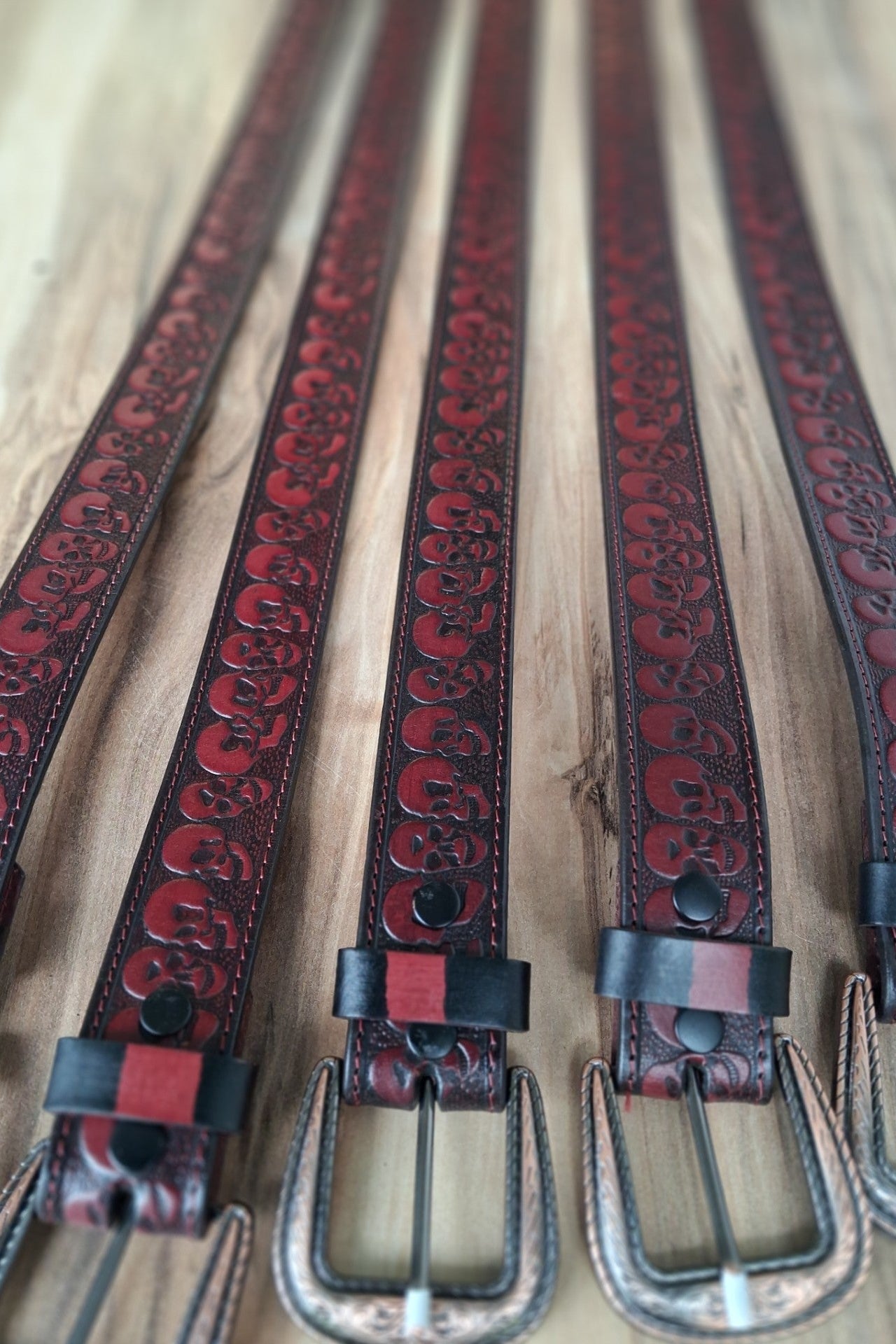 Belt Skull Burgendy