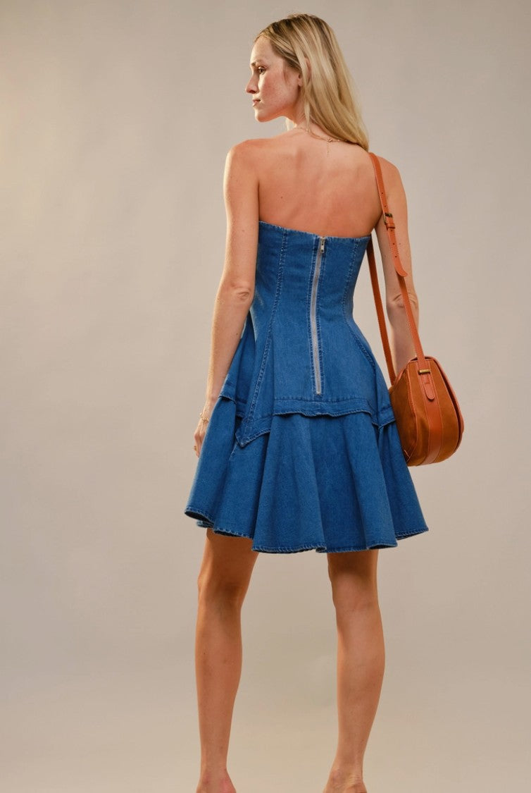 Beatrice Denim embroidery dress