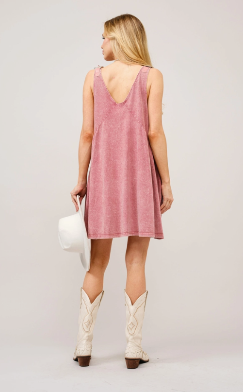 Babydoll Plunge V Neck Dress Taupe