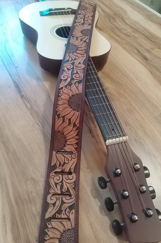 Guitar Stap Sunflower tan and brown