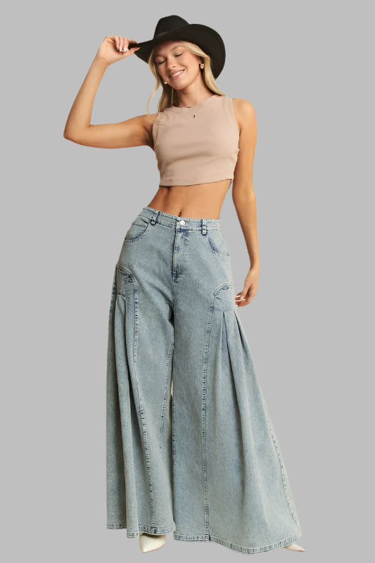 Jean Pleated Flared leg