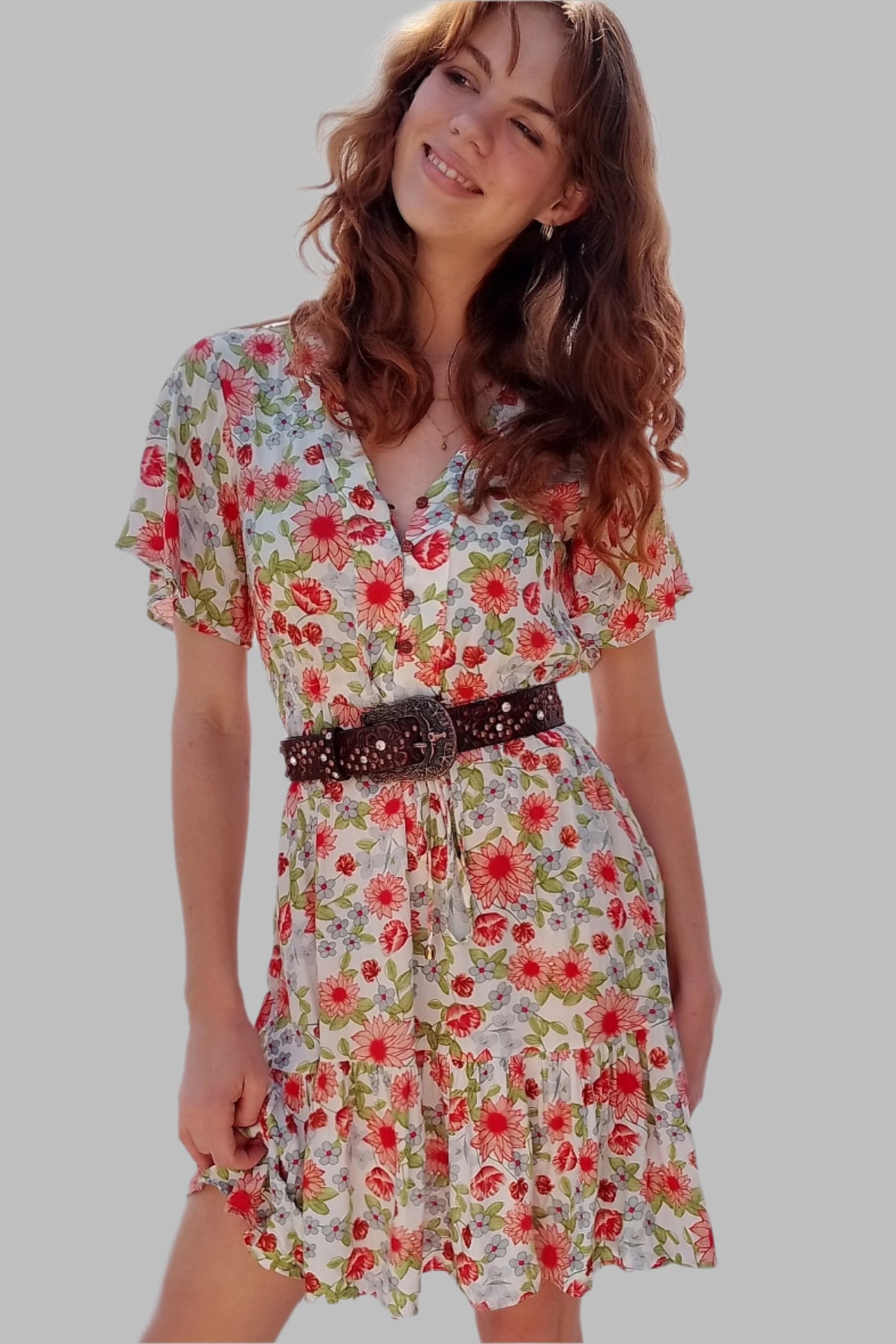 Signature Lilly dress (red floral)