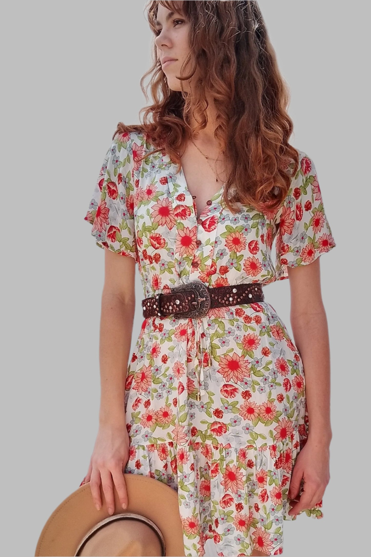 Signature Lilly dress (red floral)