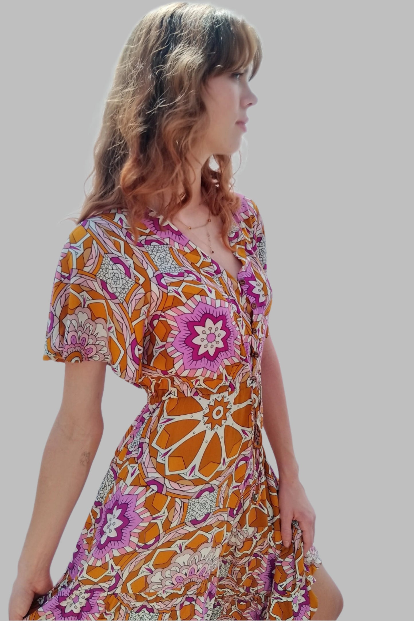 Signature Lilly dress yellow 3/4 length