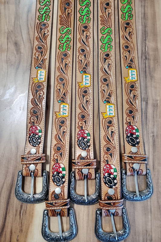 Belt Vegas (western tooled leather belt)