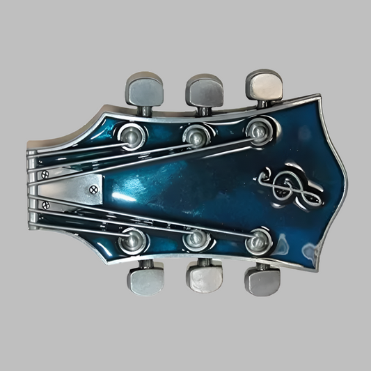 Buckle Guitar head stock blue