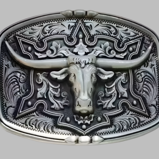 Buckle longhorn Aztec (Silver)