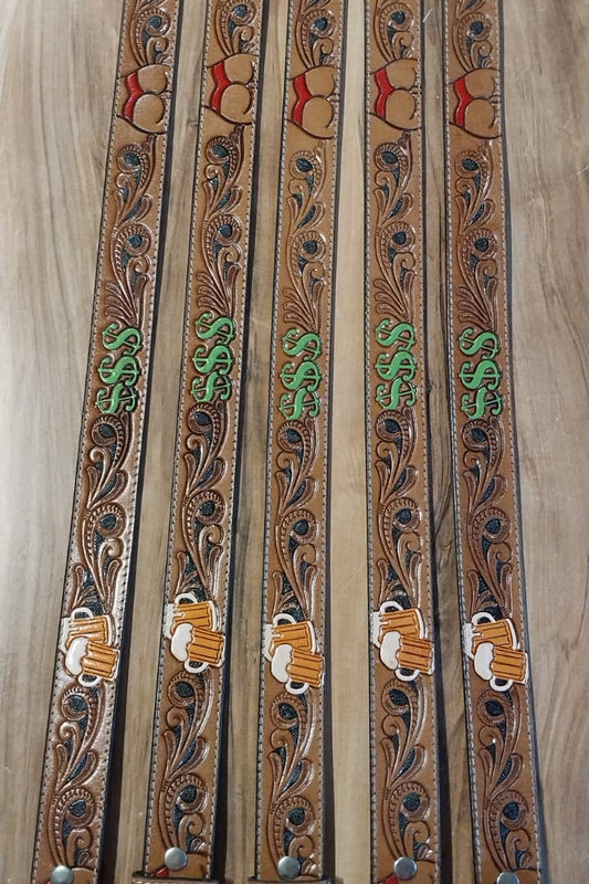 Belt with butts and beers design (CLICK FOR VIDEO)