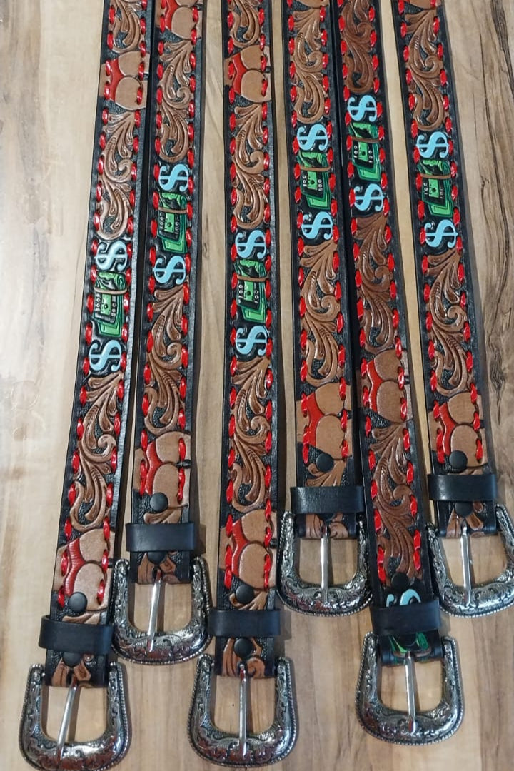 Belt with Bucks and bums RED (CLICK FOR VIDEO)