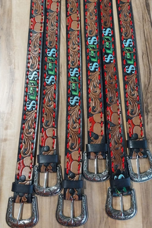 Belt with Bucks and bums RED (CLICK FOR VIDEO)