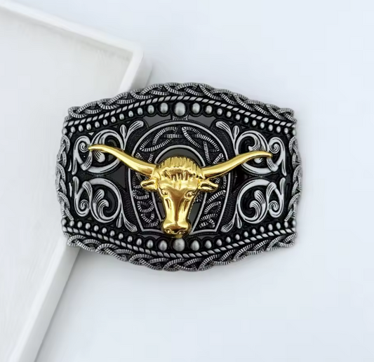 Buckle longhorn silver and gold colour