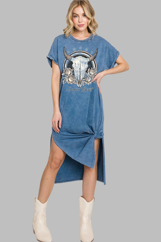 Signature Cowgirl t-shirt dress blue