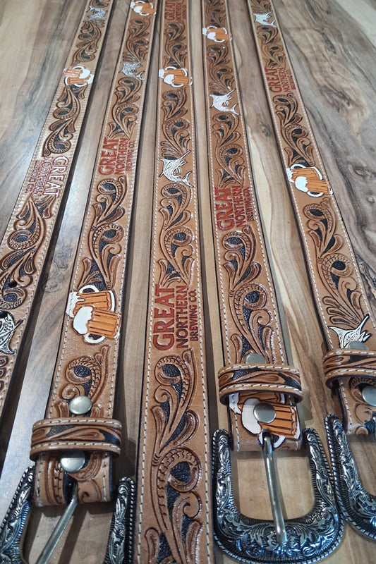 Drink Belt N (Tooled leather western belt)
