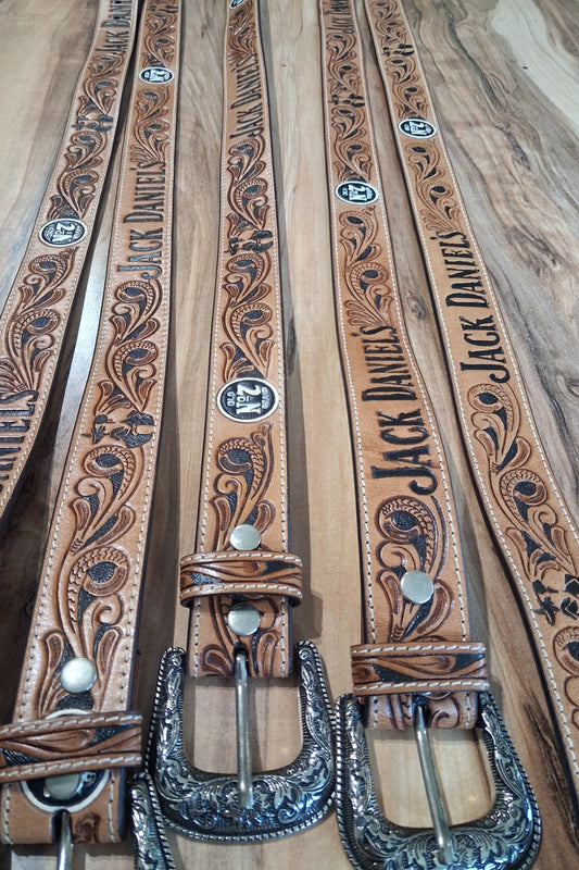 Drink Belt J (tooled leather western belt)