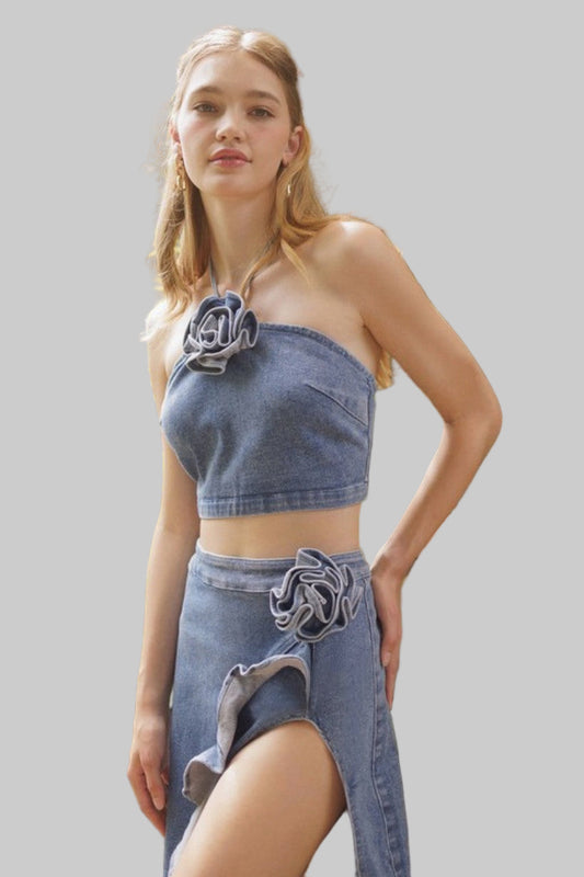 Floral Corsage Maxi Skirt