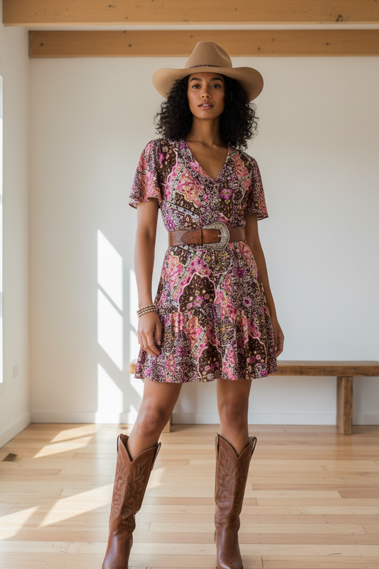 Signature Clove Pink Dress (pink and chocolate)