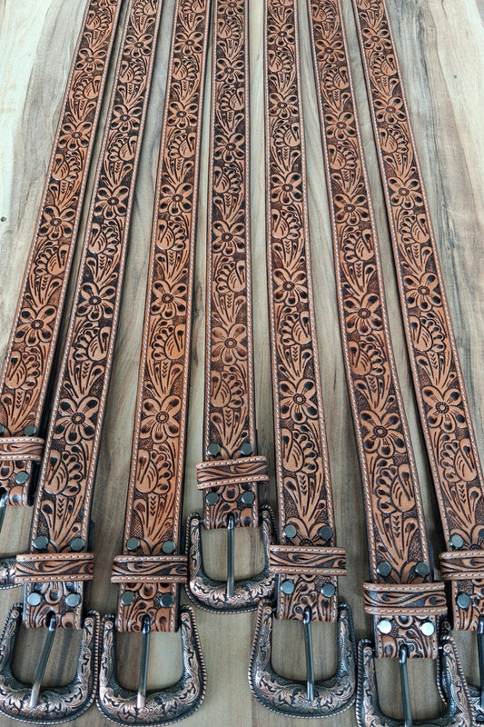Belt Corrine (tooled leather western belt)
